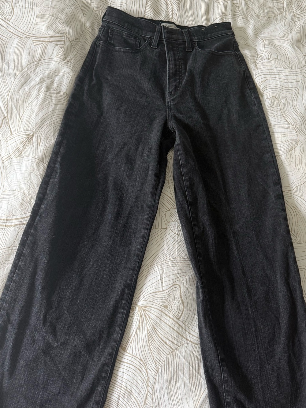Madewell Perfect Vintage Wide Leg High Rise Jean Black Rinse Wash Size 28